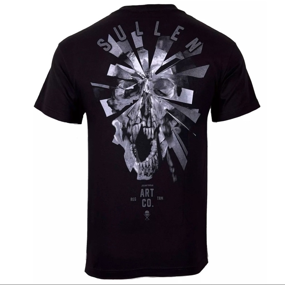 Sullen Men's T-shirt SHATTERED Jet Black Tee Tattoo Skull Premium Quality